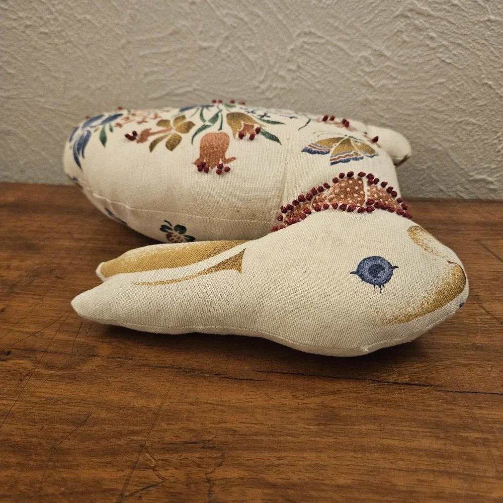 Vintage Plush Stuffed Bunny Fabric Decorative Cloth Folk Art Rabbit Pillow‎